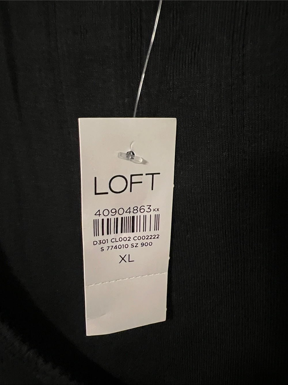 NWT LOFT Black Ribbed Button-Front Tank Size XL - Picture 2 of 3